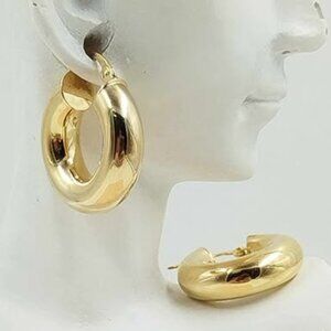 Pure 18K Gold YG 21mm Hoop/Donut Earring